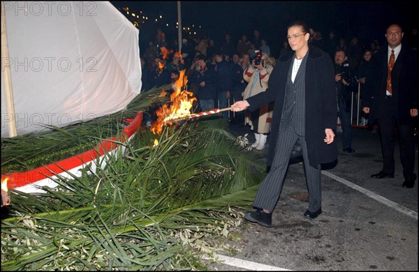 01/26/2002. Princess Stephanie and Prince Albert of Monaco celebrate Sainte Devote.