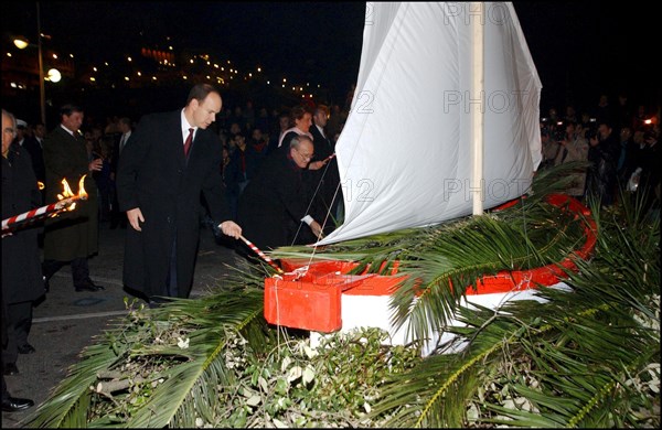 01/26/2002. Princess Stephanie and Prince Albert of Monaco celebrate Sainte Devote.