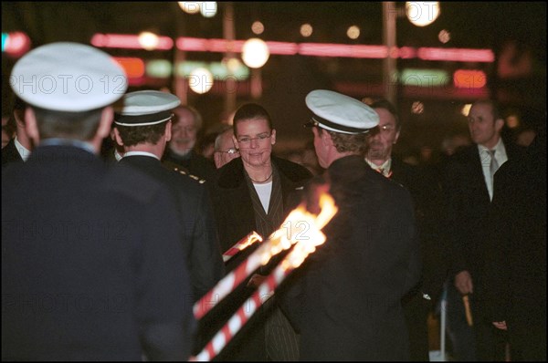 01/26/2002. Princess Stephanie and Prince Albert of Monaco celebrate Sainte Devote.