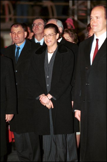 01/26/2002. Princess Stephanie and Prince Albert of Monaco celebrate Sainte Devote.