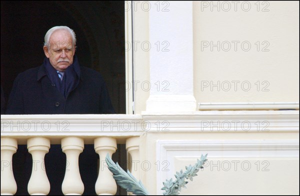 01/27/2002. Prince Rainier of Monaco and his son Prince Albert celebrate Sainte Devote.