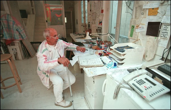 06/00/2000. EXCLUSIVE: Close-up Andre Courreges at home.
