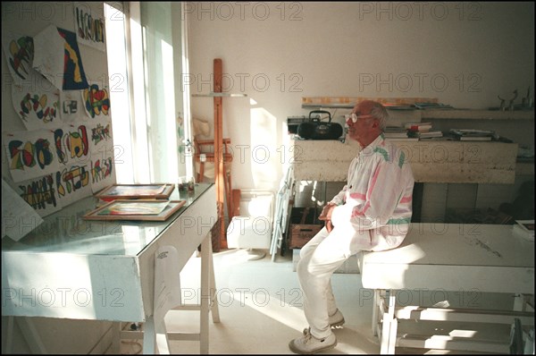 06/00/2000. EXCLUSIVE: Close-up Andre Courreges at home.