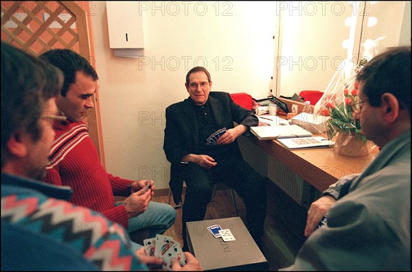 02/27/2002. Actor-director Robert Hossein stars in Jean-Paul Sartre's "Huis Clos" with Natacha Amal and Melanie Page.