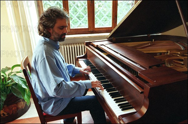 10/08/2001.  Close-up Andrea Bocelli at home.