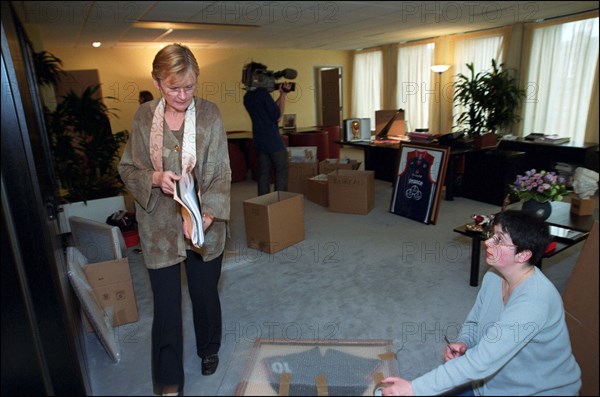 05/03/2002 EXCLUSIVE Marie-George Buffet's last day as sports minister