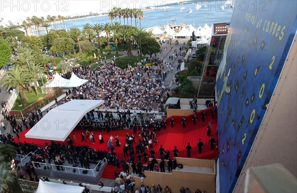 05/00/2002. Aerial view of the red carpet of Cannes Film Festival