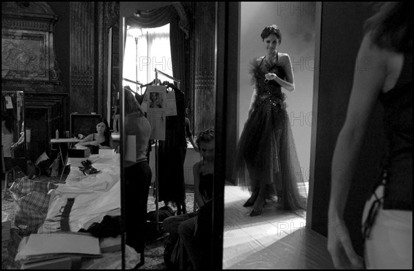 07/08/2002. Fall-winter 2002-03 Haute Couture collections: the backstage of Torrente's fashion show