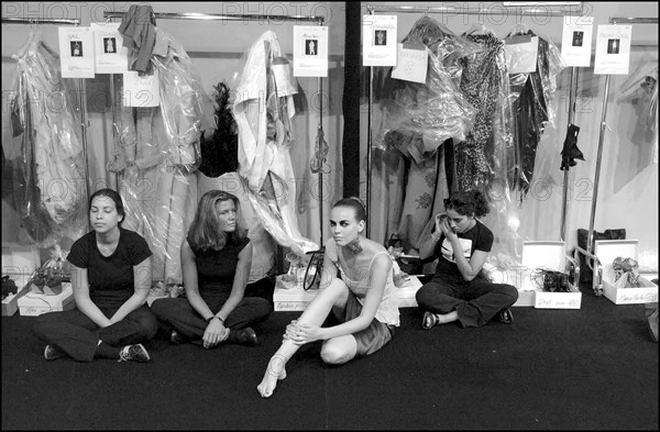 07/09/2002. Fall-winter 2002-03 Haute-Couture collections: the backstage of Christian Dior's fashion show