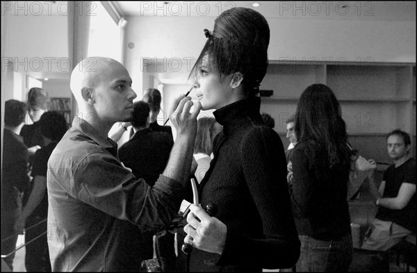 07/09/2002. Fall-winter 2002-03 Haute Couture collections: the backstage of Chanel's fashion show