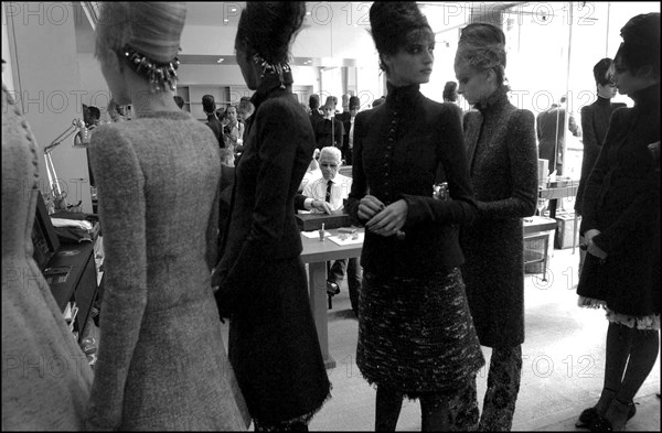 07/09/2002. Fall-winter 2002-03 Haute Couture collections: the backstage of Chanel's fashion show