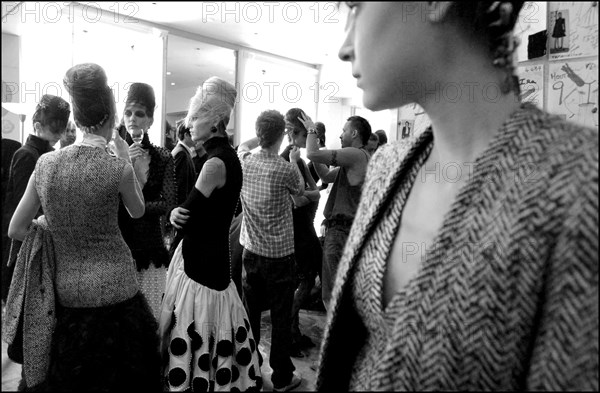 07/09/2002. Fall-winter 2002-03 Haute Couture collections: the backstage of Chanel's fashion show