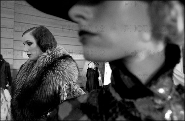 07/11/2002. Fall winter 2002-03 Haute Couture collections. The backstage of Jean-Louis Scherrer's fashion show