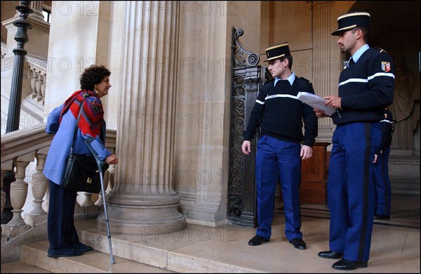 10/15/2002. EXCLUSIVE Francoise Rudetzki, chairman of "SOS attentat" association, in Paris courthouse