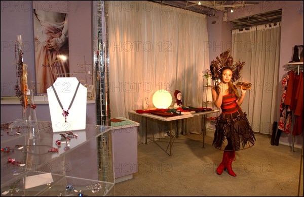 10/28/2002. EXCLUSIVE: Fashion designers dress Severine Ferrer, Laure de Lattre and Mya Frye in chocolate for catwalk appearance at the 8th Salon du Chocolat, Oct. 30.