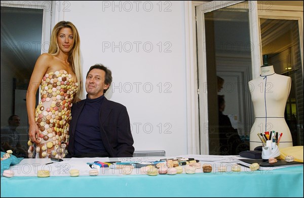 10/29/2002.  Fashion designers dress Loana and Elodie Gossuin in chocolate for catwalk appearance at the 8th Salon du chocolat, Oct 30.