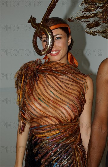 10/30/2002. Chocolate dresses fashion show at "Salon du Chocolat" exhibit in Paris