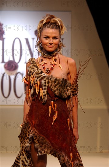 10/30/2002. Chocolate dresses fashion show at "Salon du Chocolat" exhibit in Paris