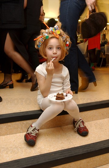 10/30/2002. Chocolate dresses fashion show at "Salon du Chocolat" exhibit in Paris