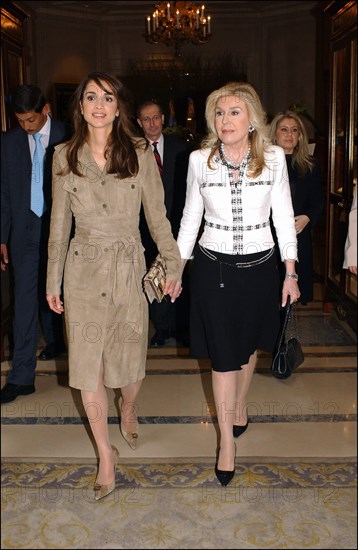 03/10/2003. Queen Rania of Jordan and Grand Duchess Maria Teresa of Luxembourg visit the UNESCO in Paris