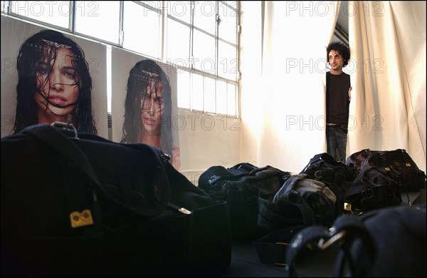 03/13/2003. Close up Jerome Dreyfuss, fashion stylist in his studio