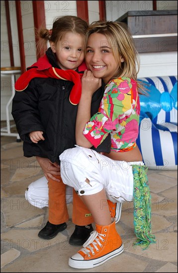 04/09/2003.  French teen Pop Star Priscilla on the shooting of her latest music video "Tchouk Tchouk" on La Pinede Beach, Antibes.