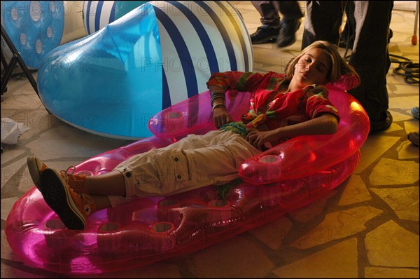 04/09/2003. EXCLUSIVE: French teen Pop Star Priscilla on the shooting of her latest music video "Tchouk Tchouk" on La Pinede Beach, Antibes.