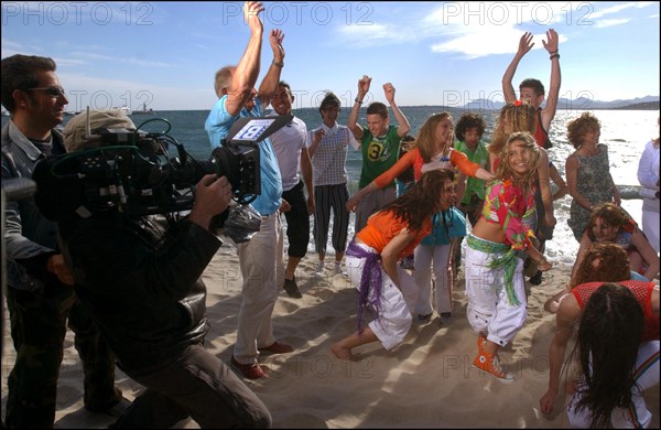 04/09/2003. EXCLUSIVE: French teen Pop Star Priscilla on the shooting of her latest music video "Tchouk Tchouk" on La Pinede Beach, Antibes.