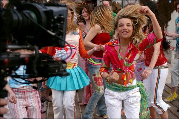 04/09/2003. EXCLUSIVE: French teen Pop Star Priscilla on the shooting of her latest music video "Tchouk Tchouk" on La Pinede Beach, Antibes.