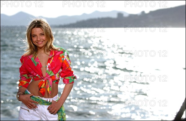 04/09/2003.  French teen Pop Star Priscilla on the shooting of her latest music video "Tchouk Tchouk" on La Pinede Beach, Antibes.