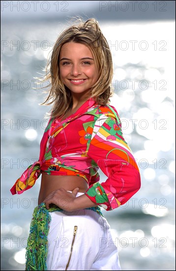 04/09/2003.  French teen Pop Star Priscilla on the shooting of her latest music video "Tchouk Tchouk" on La Pinede Beach, Antibes.