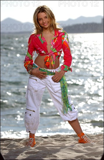 04/09/2003. EXCLUSIVE: French teen Pop Star Priscilla on the shooting of her latest music video "Tchouk Tchouk" on La Pinede Beach, Antibes.