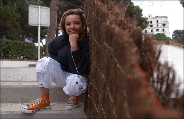 04/09/2003.  French teen Pop Star Priscilla on the shooting of her latest music video "Tchouk Tchouk" on La Pinede Beach, Antibes.