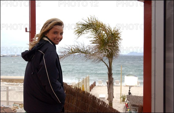 04/09/2003.  French teen Pop Star Priscilla on the shooting of her latest music video "Tchouk Tchouk" on La Pinede Beach, Antibes.