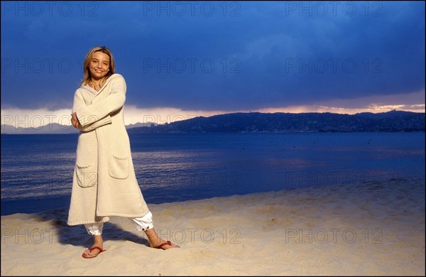 04/09/2003.  French teen Pop Star Priscilla on the shooting of her latest music video "Tchouk Tchouk" on La Pinede Beach, Antibes.