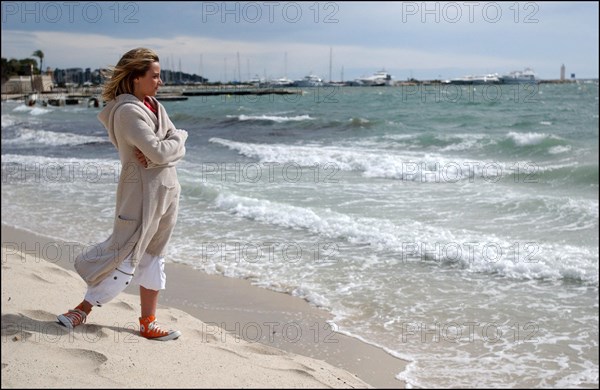 04/09/2003.  French teen Pop Star Priscilla on the shooting of her latest music video "Tchouk Tchouk" on La Pinede Beach, Antibes.