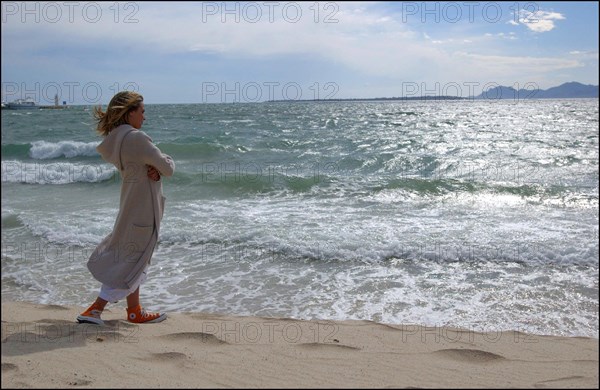 04/09/2003. EXCLUSIVE: French teen Pop Star Priscilla on the shooting of her latest music video "Tchouk Tchouk" on La Pinede Beach, Antibes.