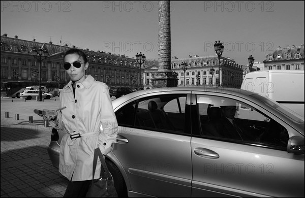 05/00/2003. EXCLUSIVE Elodie Bouchez tries gowns on at Armani's before the 56th Cannes Film