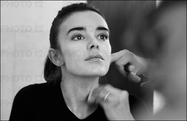 05/00/2003. EXCLUSIVE Elodie Bouchez tries gowns on at Armani's before the 56th Cannes Film