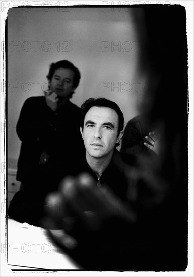 12/00/2003. Nikos Aliagas, host of the Star Academy shows backstage and on stage.