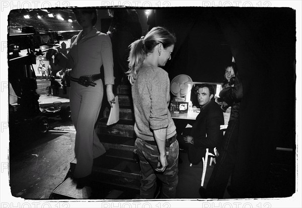 12/00/2003. Nikos Aliagas, host of the Star Academy shows backstage and on stage.