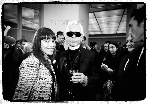 01/00/2004. EXCLUSIVE. Chanel Fashion Designer Karl Lagerfeld, backstage of the Haute Couture Spring-Summer 2004 fashion show.