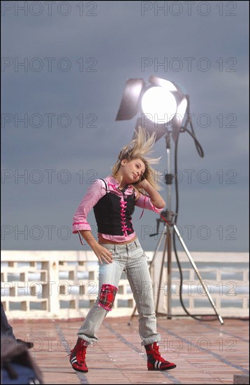 01/00/2004. French singer Priscilla shooting her new clip