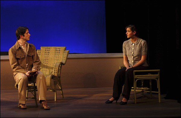 02/03/2004. Clotilde Courau on stage of "La profession de Madame Warren" , a play by George Bernard Shaw