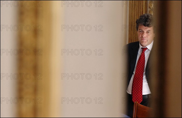 04/01/2004. EXCLUSIVE Jean-Louis Borloo, the fisrt day of the new Minister for Employment, Labor and Social Cohesion.