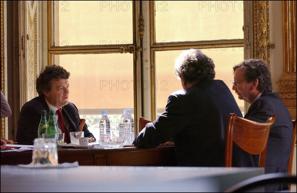 04/01/2004. EXCLUSIVE Jean-Louis Borloo, the fisrt day of the new Minister for Employment, Labor and Social Cohesion.