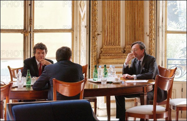 04/01/2004. EXCLUSIVE Jean-Louis Borloo, the fisrt day of the new Minister for Employment, Labor and Social Cohesion.