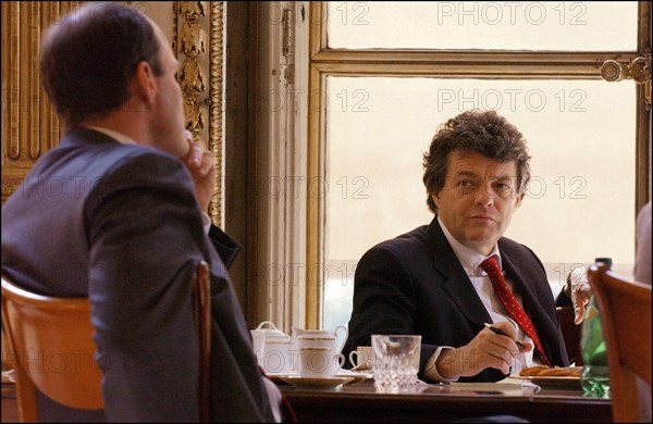 04/01/2004. EXCLUSIVE Jean-Louis Borloo, the fisrt day of the new Minister for Employment, Labor and Social Cohesion.