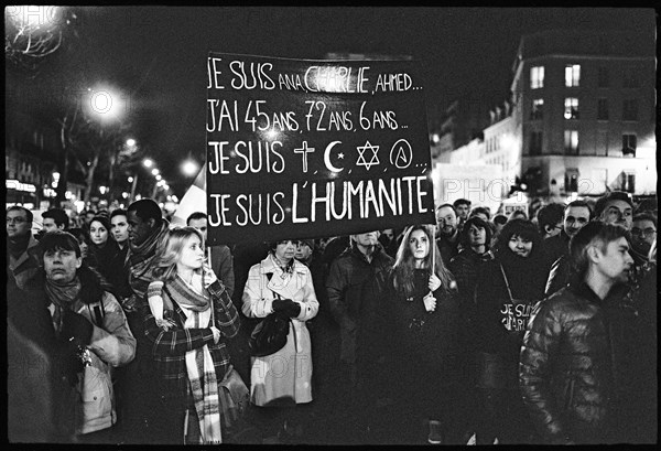 Gatherings under the slogan 'JE SUIS CHARLIE' in Paris on January 11, 2015