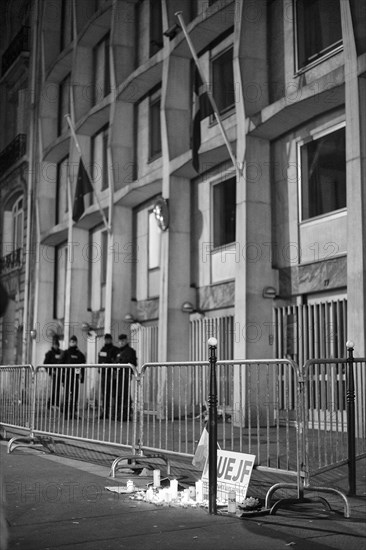 Solidarity march for the Danish people outside the Danish embassy in Paris